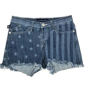 Frayed American Flag Denim Shorts